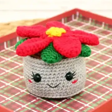 Amigurumi potted poinsettia.