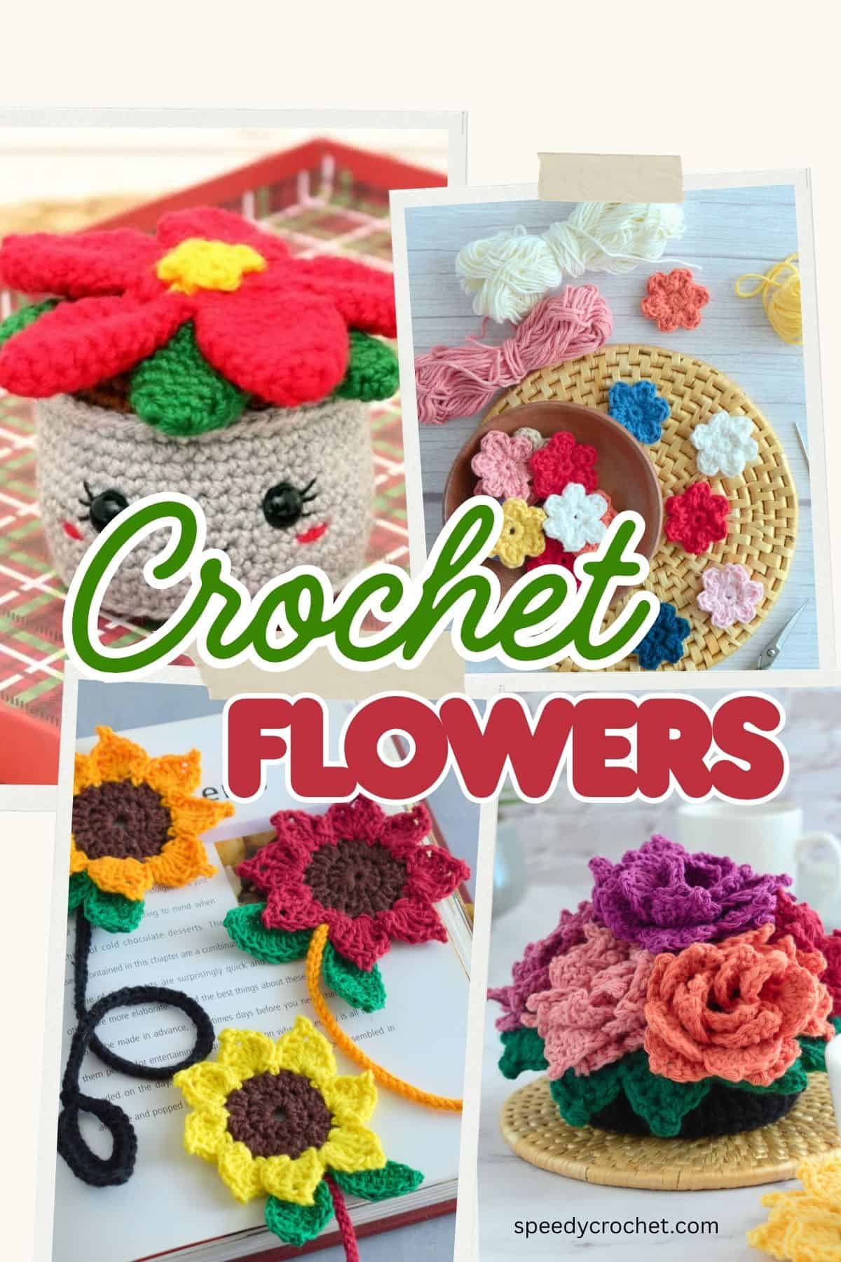 Different crochet flower projects.