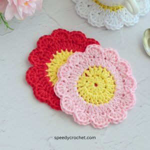 Red and pink daisy coasters.