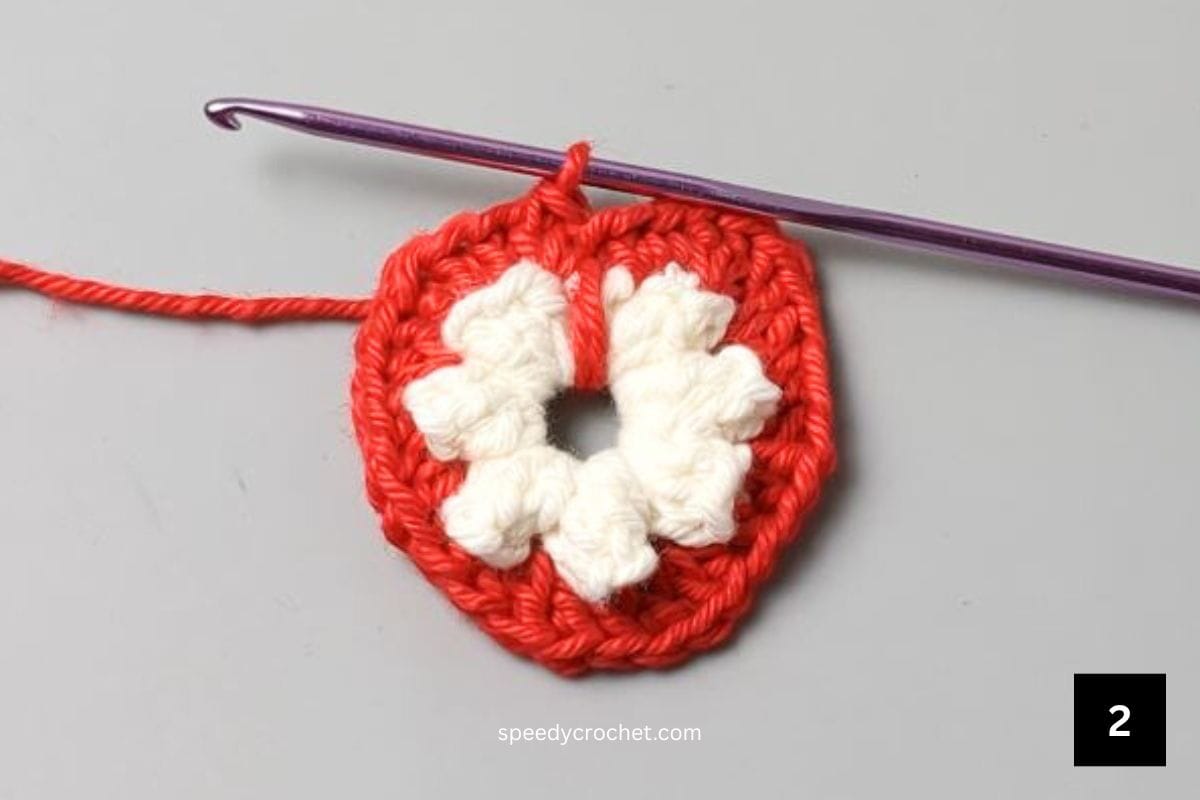 A two round crochet heart.