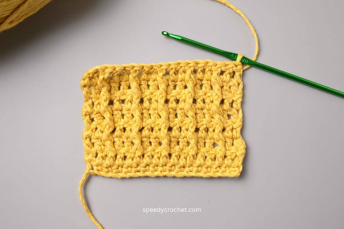Crochet with front and back post double crochet texture stitches.
