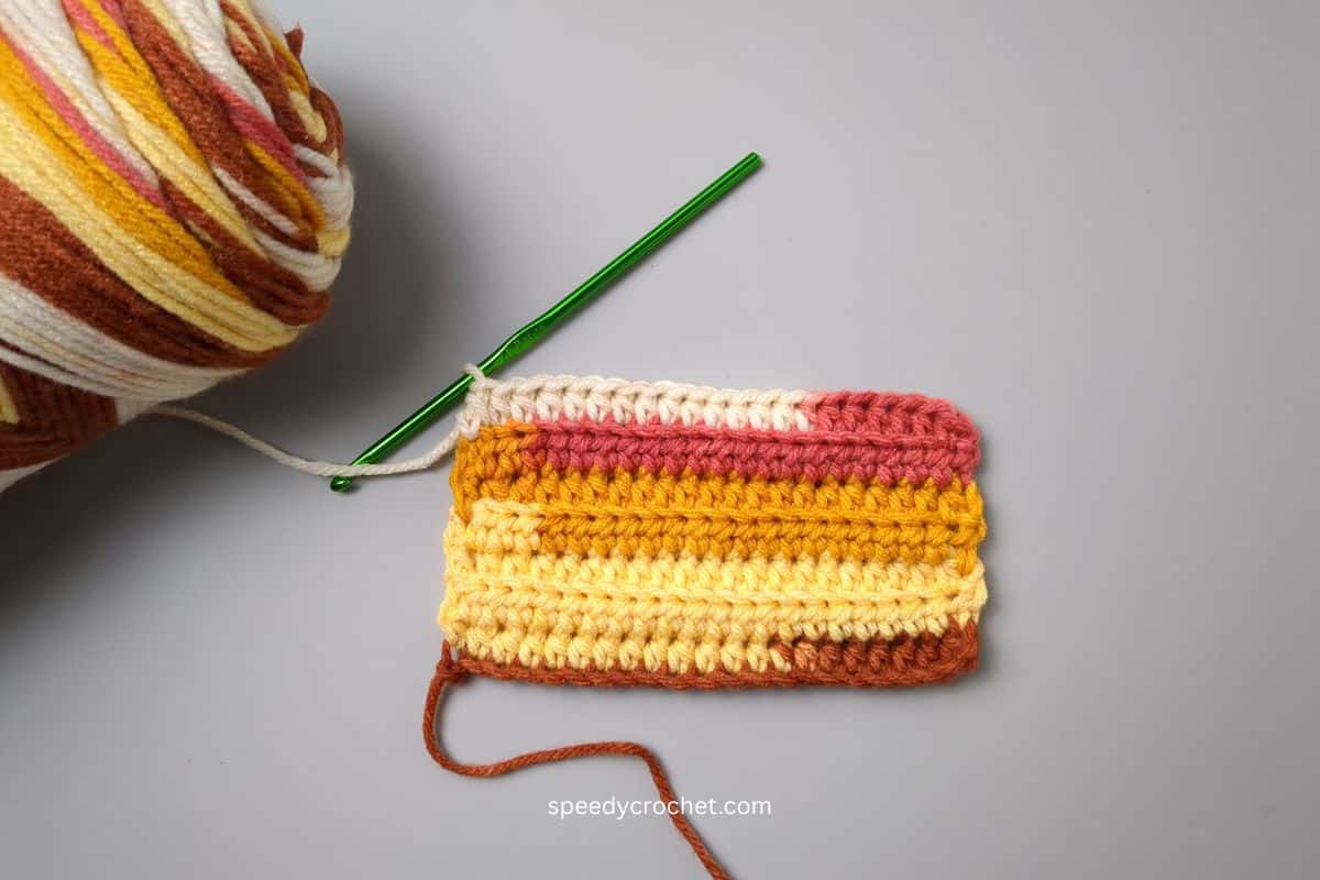Ribbed crochet swatch.