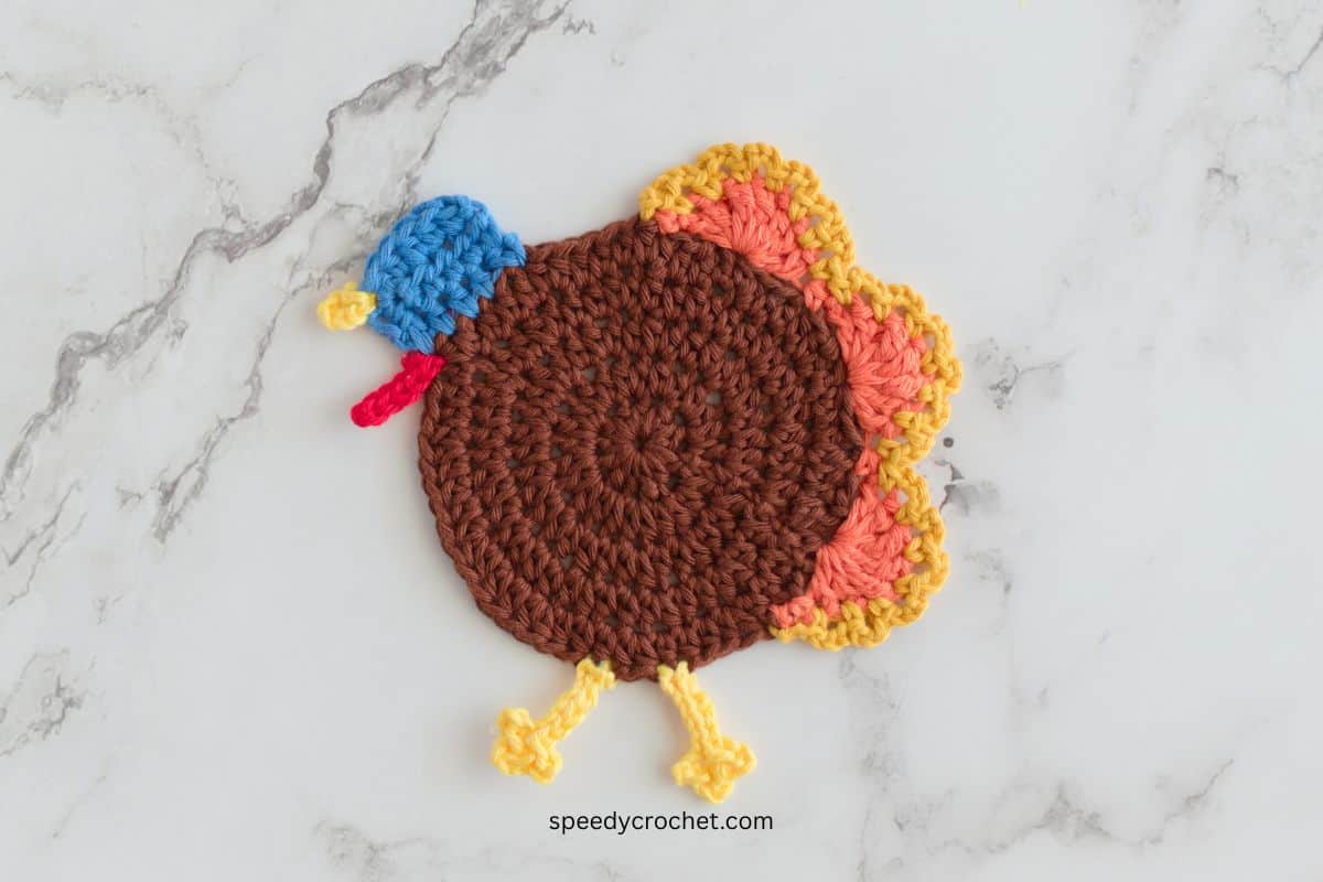 Turkey crochet coaster.