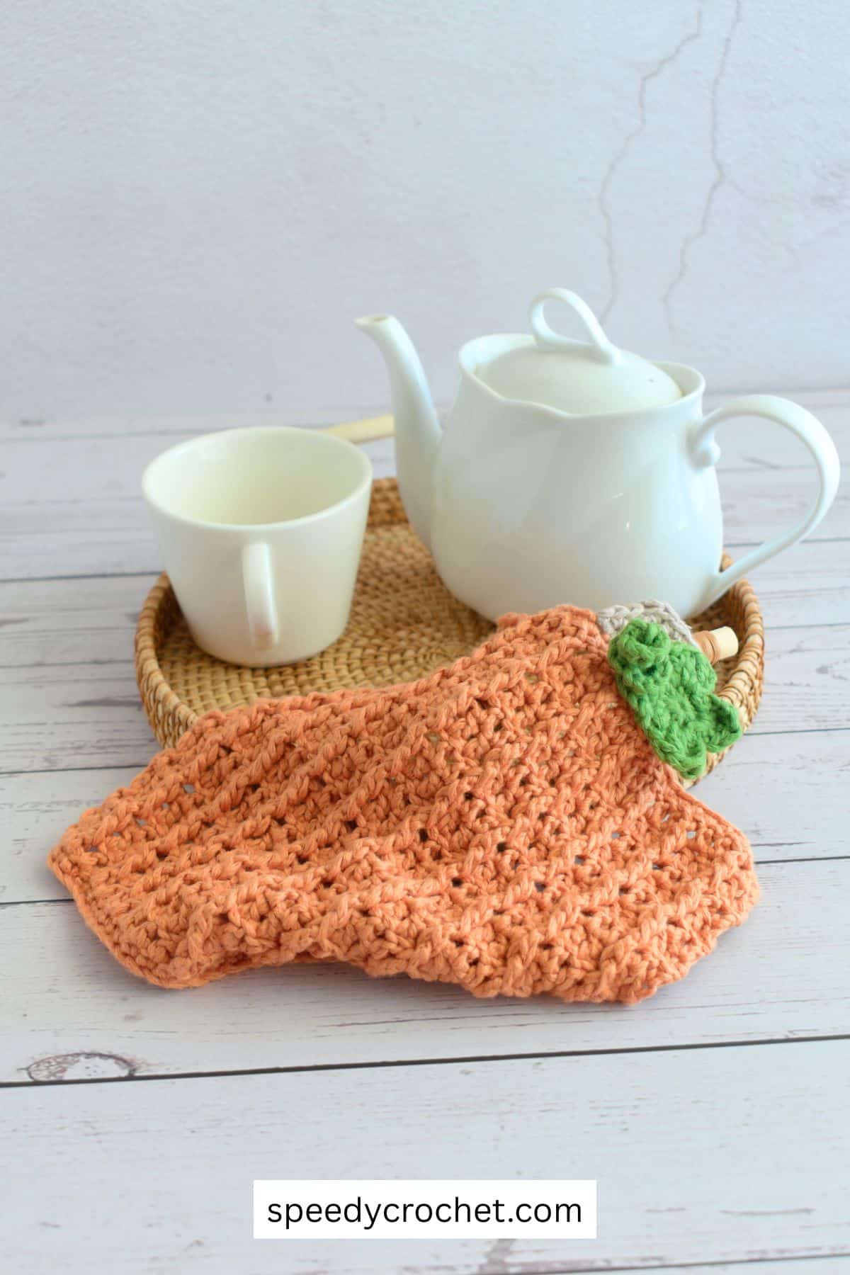 Pumpkin crochet dishcloth pattern.