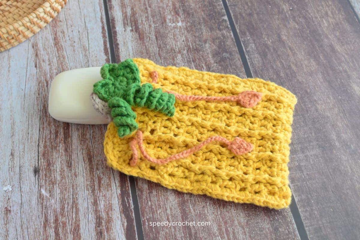 Crochet soap saver pouch.
