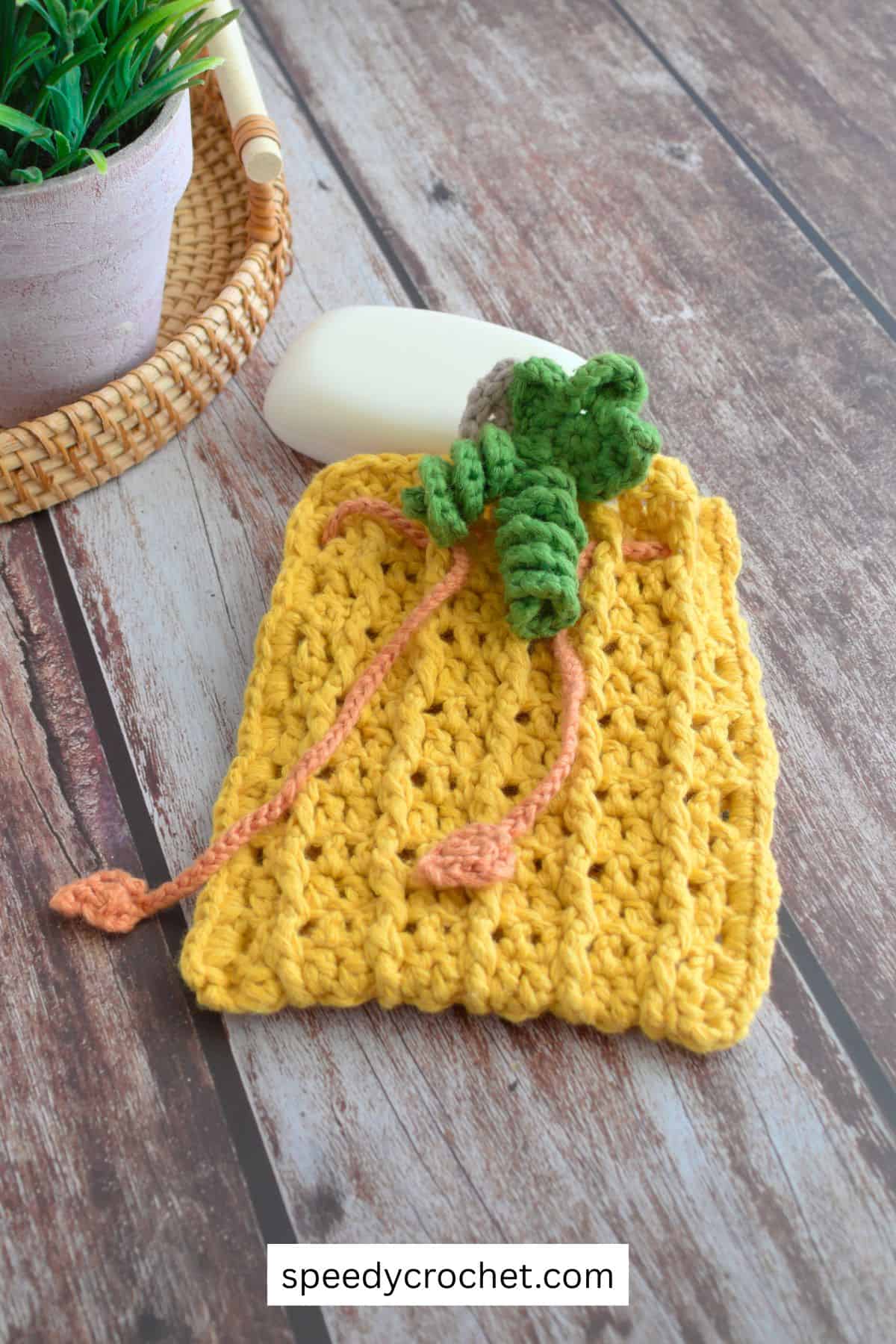 Fall themed crochet soap saver pouch.