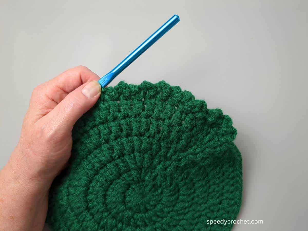 Crochet edging on a crochet circle.